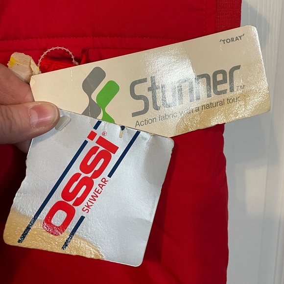 VTG Ossi Skiwear red bib ski pants w/ suspenders men’s sz L *NWT* - Picture 4 of 16
